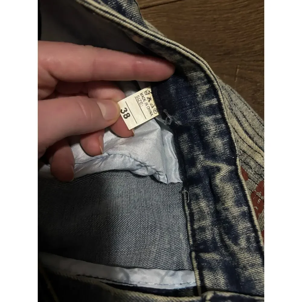 BIEPA Jeans Men’s Size 38 Distressed Moto Graffiti Skinny Jeans